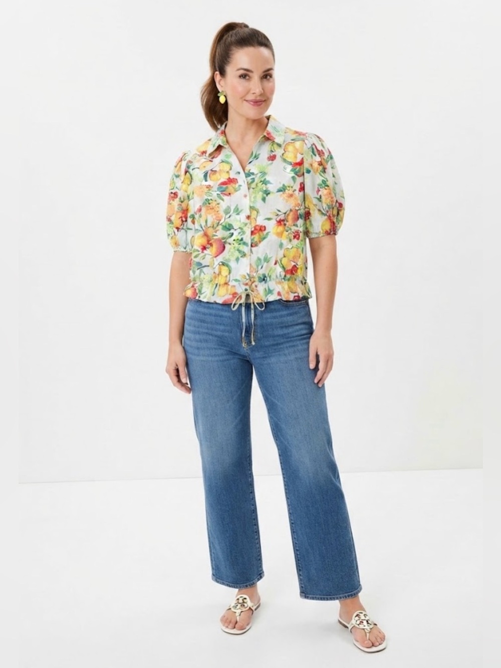 LC Lauren Conrad Fruit Print Short Sleeve Button-Down Top
Size XL